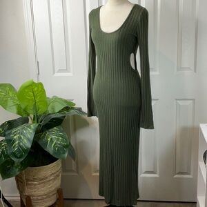 ZARA Womens Ribbed Cut Out Maxi Dress Size L